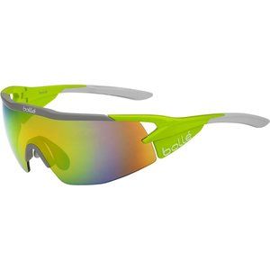 Bolle Aeromax Mens Shiny Green Plastic Wrap Sunglass Brown Emerald Lens